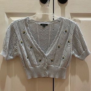Cropped flower cardigan